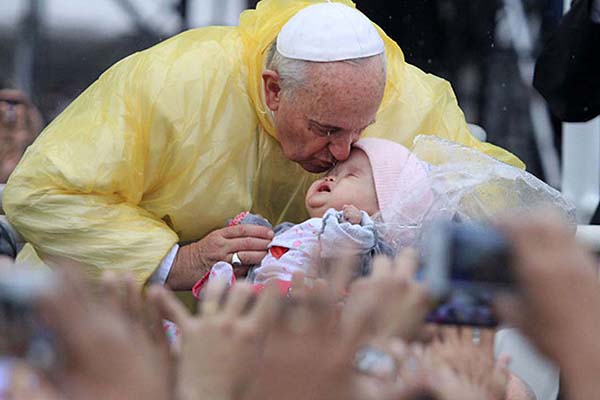 Expression of joy and faith overwhelm Pope Francis