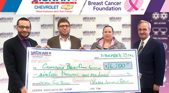 Vickar Autogroup Inc. donates $16,100 to Canadian Breast Cancer Foundation
